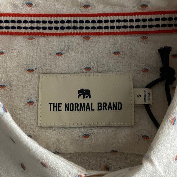 The Normal Brand Men's Small Short Sleeve Button-Up Shirt Dobby Cream NEW - Picture 9 of 11